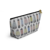 Stamped Leaves Accessory Pouch w T-bottom in Black